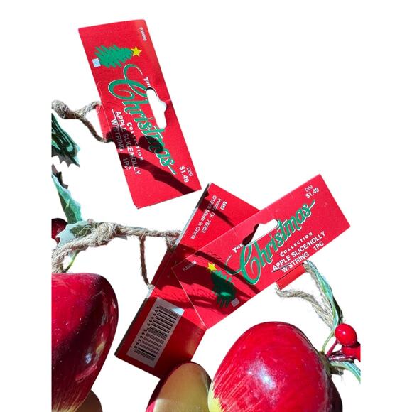 The Christmas Collection Apple Slice Holly Ornaments Lot 3 Red Fruit Decor - Picture 5 of 8